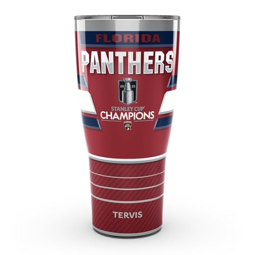 Tervis Traveler NHL® Florida Panthers® - 2025 NHL Stanley Cup Champions Made in USA Double Walled Insulated Tumbler Travel Cup Keeps Drinks Cold & Hot, 30oz, Stainless Steel