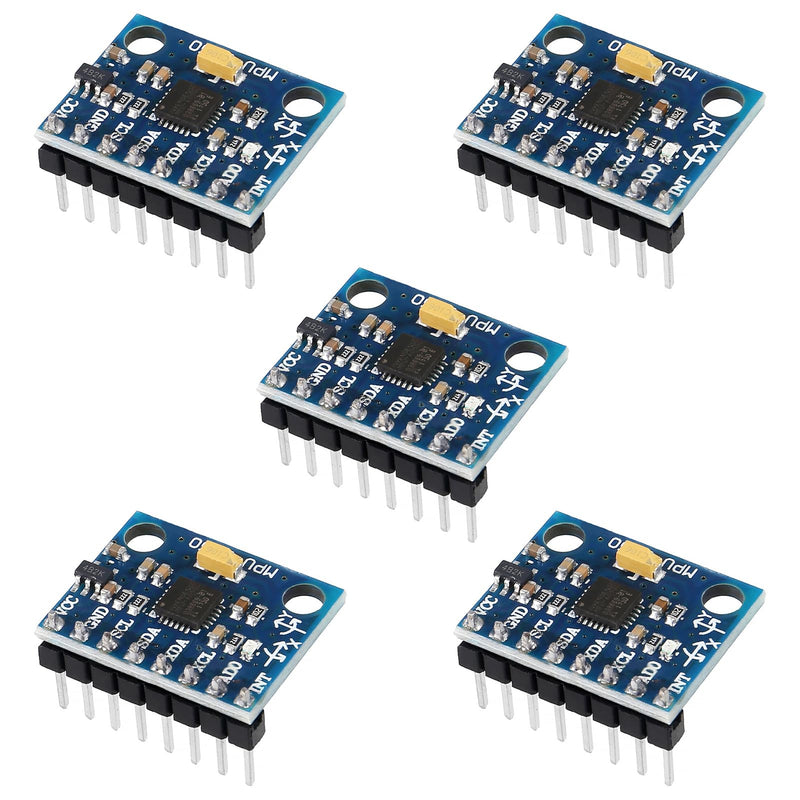 [Australia - AusPower] - 5pcs Pre-Soldered GY-521 MPU-6050 MPU6050 3 Axis Accelerometer Gyroscope Module 6 DOF 6-Axis Accelerometer Gyroscope Sensor Module 16 Bit AD Converter Data Output IIC I2C 