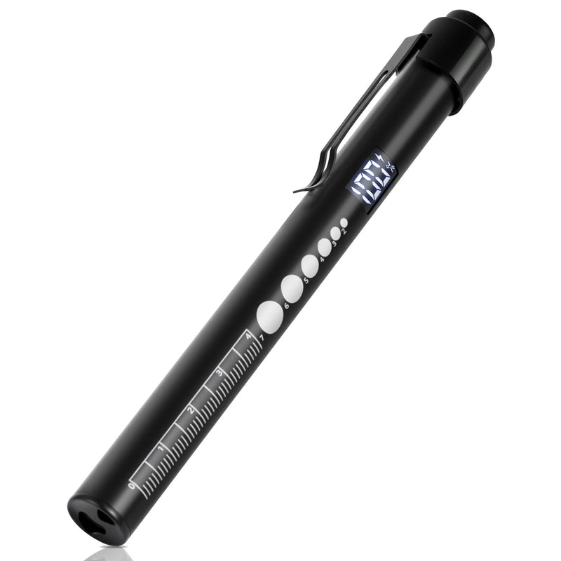 Flintronic Upil Light Medicine, 1 Piece Diagnostic Light with Digital Display, Pupil Meter and Ruler, Rechargeable USB LED Pen Lamp for Nurses, Students, Doctors (Black) Type-c-black 1 Piece