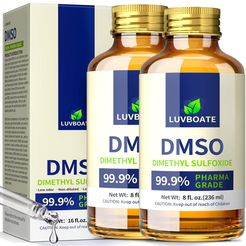 DMSO 99.9% Pharma Grade 16oz, Pure Liquid Dimethyl Sulfoxide Non-Diluted | Low Odor, High Purity, Liquid Pharma Grade Ingredients DMSO 472ml Contained in Premium Glass Bottle