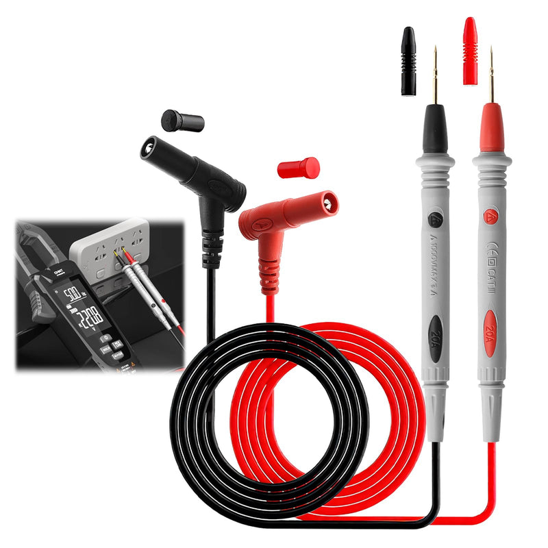 [Australia - AusPower] - 1000V/20A Multimeter Test Leads with Gold-Plated Probes Compatible with Fluke/Klein/AstroAI/INNOVA, 42'' Volt Meter Leads for Electrical Testing, Ultra-Fine Tips for Circuit Repair & Industrial Use 