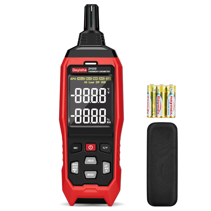 [Australia - AusPower] - Industry Temperature Humidity Meter High Precision and High Rate Hygrometer with Ambient, Relative Humidity, Dew Point, Wet Bulb Thermometer, Min/Max Hold ±1°F and ±3% RH, 8000 Data Records 