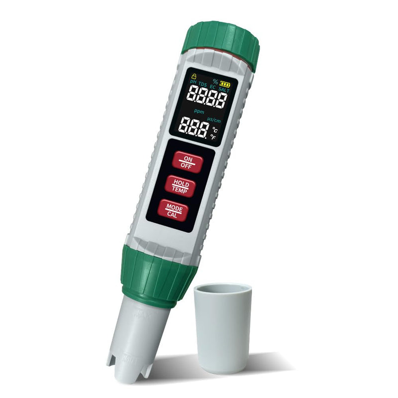 [Australia - AusPower] - pH Meter & Pool Salt Tester, Digital 5 in 1 Salinity pH EC Temp TDS Meter for Water Quality, Waterproof Water Tester for Swimming Pool Drinking Aquarium Hydroponic Hot Tub Spas (X51) X51 