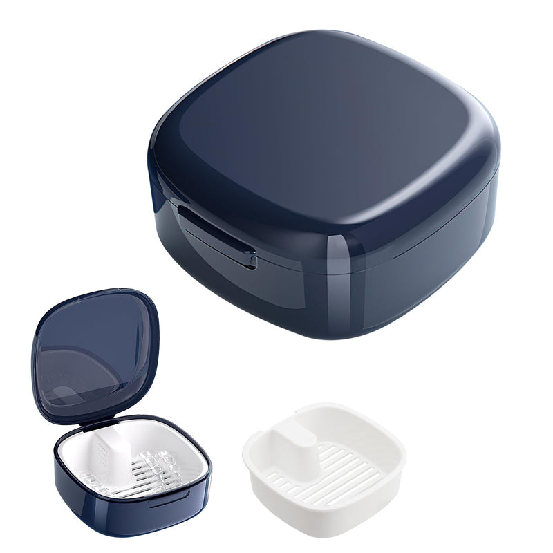 Braces Box with Strainer, Portable Denture Box Cover, Double Layer Hollow Drain, Invisible Braces, Storage Box, Clamp Box, Double Layer Hollow Drain