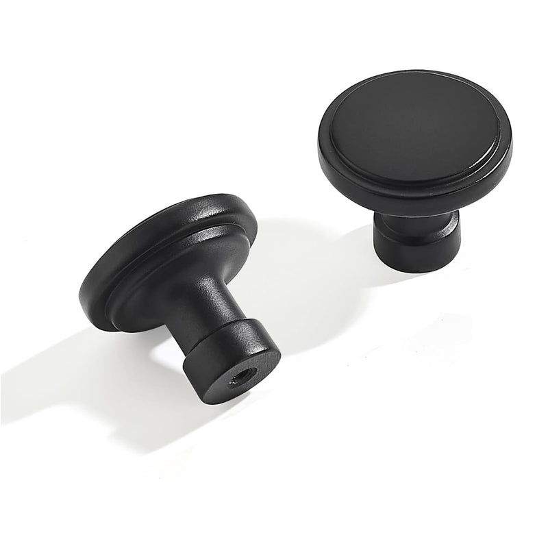 khtumeware 10 Pack Knob Black Cabinet Knobs Solid Heavy Duty Knobs Drawers Bi-Fold Door Knob Cabinet Hardware for Kitchens Bathroom 1-1/4 inch(32mm)Diameter Matte Black