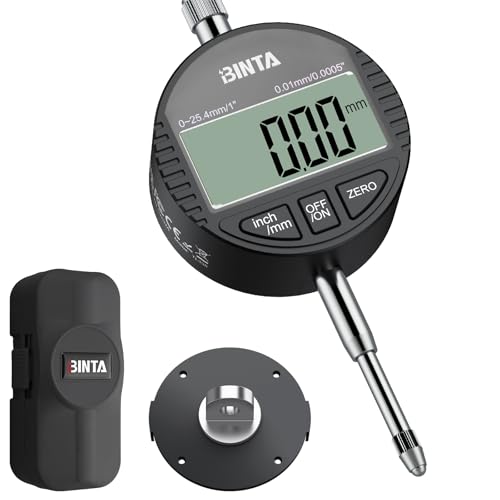 BINTA Digitale Messuhr 0.01/0.0005'' Digital Messuhr Messtaster 0-25.4mm/1'' Digital Dial indicator Messgerät, für Labor, 3D Drucker, Werkstatt | Digital Messuhr Messtaster 0-25.4mm/1'' Digital Dial indicator Messgerät, für Labor, 3D Drucker, Werkstatt