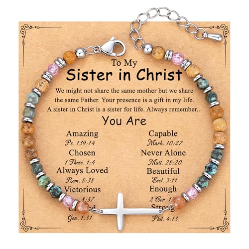 TONY & SANDY Christian Cross Bracelet for Women, Birthday Christmas Stocking Stuffers for Teens Kids Girls, Confirmation Baptism Gifts, Unique Gift for Friends Daughter Sister in Christ