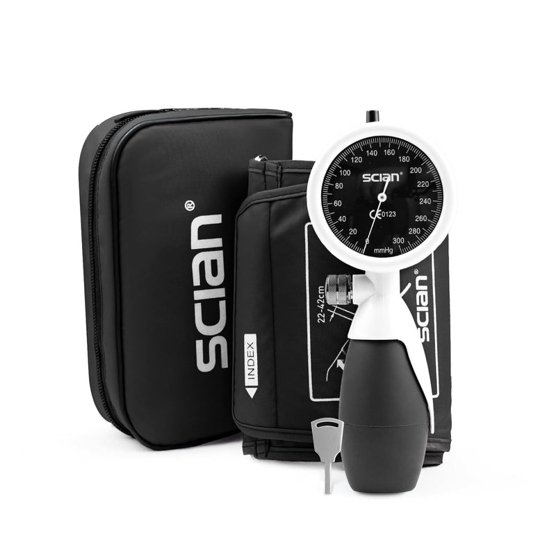 [Australia - AusPower] - SCIAN Palm Style Aneroid Sphygmomanometer with European Cuff 8.7-16.5", Manual Blood Pressure Cuff with Carrying Bag for for Nurse Doctor Senior Adult, White 