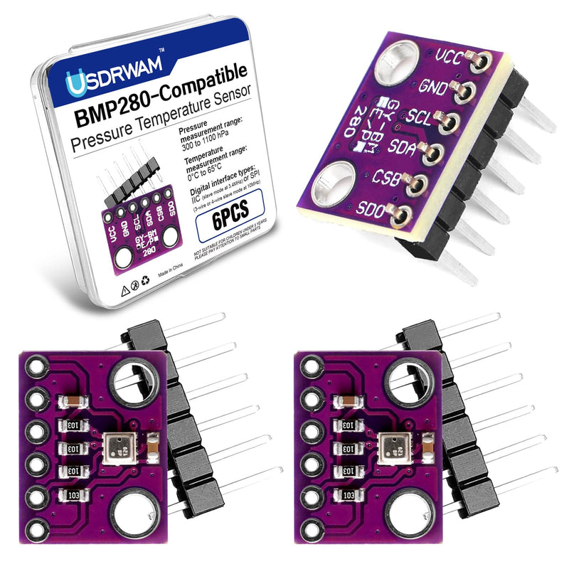 [Australia - AusPower] - 6PCS 3.3V Sensor Module for BMP280 Atmospheric Pressure Sensors Arduino‑Compatible I2C/SPI 