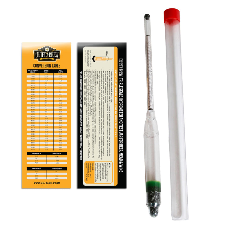 [Australia - AusPower] - Craft A Brew - Polycarbonate Hydrometer - Triple Scale - Measures Potential Alcohol Content & Density of Sugar - Durable & Built to Last - Specific Gravity, Potential ABV, & Brix Standard 