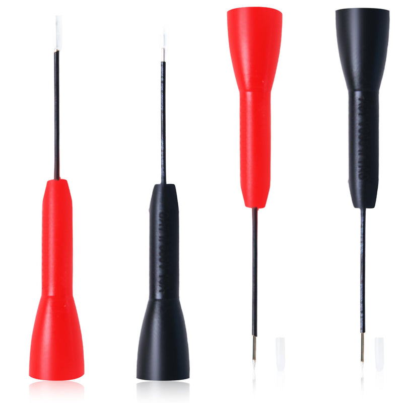 [Australia - AusPower] - 4 Pack 2mm Extended Needle Test Probes, 600V/10A Non-Destructive Multimeter Test Probe Insulation Wire Piercing Needles for Leads tl71 tl75 