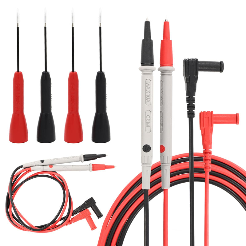 [Australia - AusPower] - 4 Pcs 1mm Extended Multimeter Probes and 4 Pcs Professional Multimeter Leads Set, High Precision Meter Leads, 600V10A Nickel-Plated Copper Non-Destructive Test Probe 