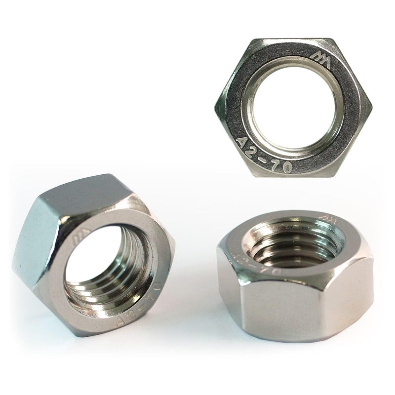 7/8"-9 Hex Nuts (10pcs), 304 Stainless Steel (18-8), Hardware, UNC, Coarse Thread, SAE, ASME B18.2.2 7/8"-9
