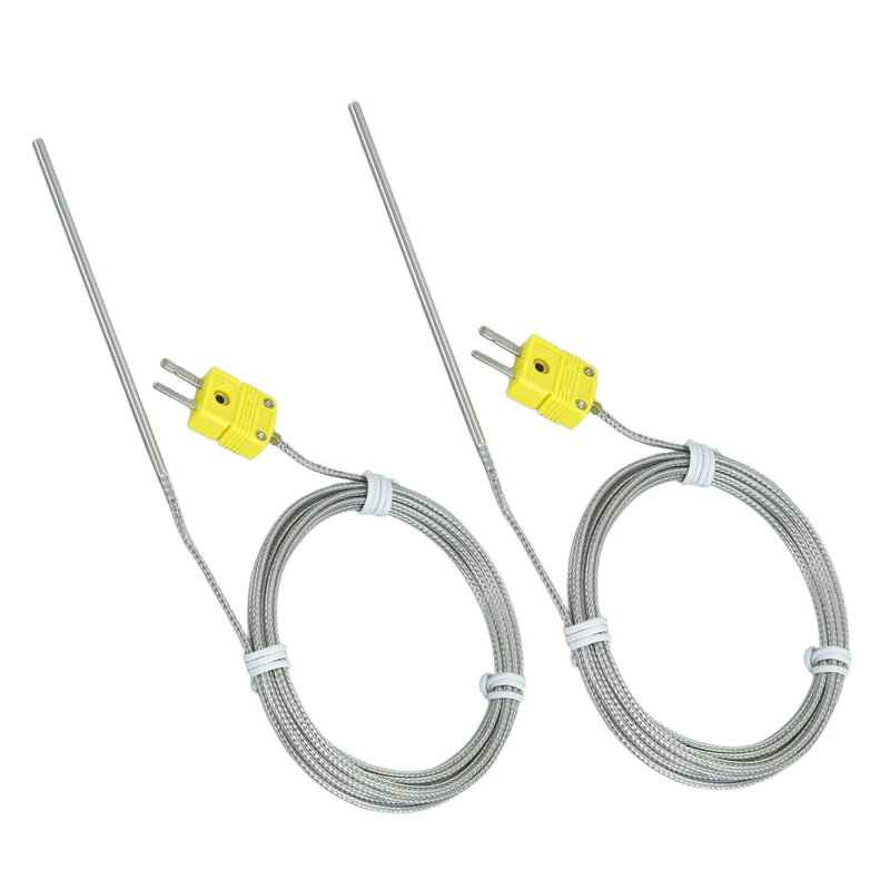 [Australia - AusPower] - 2-Pack TCE-K02H3-100 Furnace K-Type thermocouple Probe 77 ° F to 1112 ° F Probe 0.1in-3.6in Cable 79in 