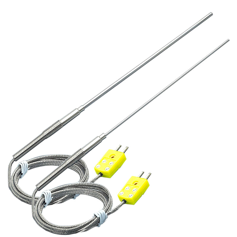 [Australia - AusPower] - 2 Pack TL1918SL TL1916SL K-Type Thermocouple Probe Large Probe 11.9“-0.13” Small Probe 11.9“/0.06”Measuring Range 40°F-1100°F Cable 40" 