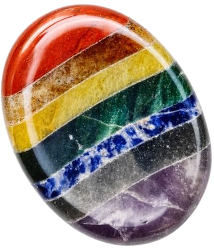 Natural Polished Thumb Palm Crystal for Meditation, 7 Chakra Worry Stone for Stress Relief, Anxiety Support & Pocket Reiki Healing Grey