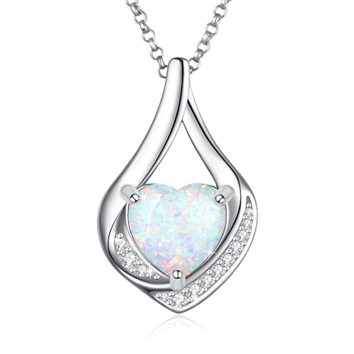 Cremation Jewelry 925 Sterling Silver Teardrop Urn Necklace for Ashes Heart Shape Memorial Keepsake Pendant for Human Ashes for Women Gift Opal