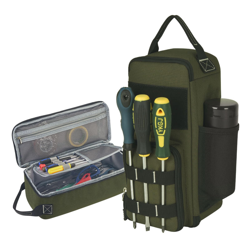 LAKE OF FIRE 12.6" Small Tool Bag Pouch for Men with Multiple Pockets, Waterproof Heavy Duty Tool Bag Organizer with Zipper and Portable Handle (Green) Green