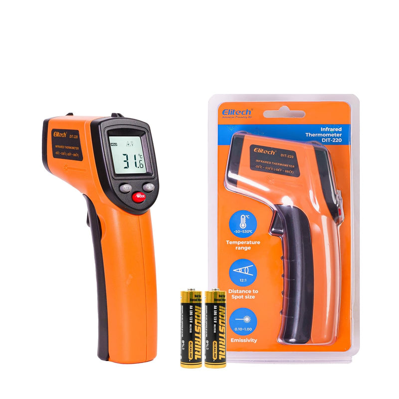 [Australia - AusPower] - Elitech Laser Temperature Gun, Non-Contact Digital Infrared Thermometer, Adjustable Emissivity, Backlight, Handheld for Grill, Meat, Food, Candy, Automotive, HVAC Tools, -50~530°C(-58~986°F), DIT-220 1 