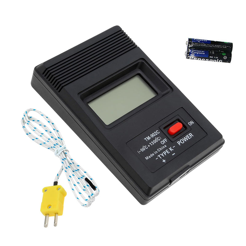 [Australia - AusPower] - K-Type Digital Thermometer with Thermocouple Probe Wire, -50°C to 1300°C Measurement Range, LCD Backlight LCD Thermometer 