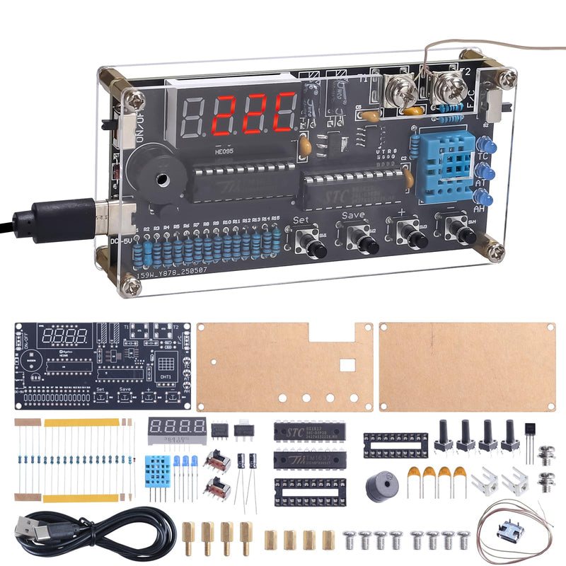 [Australia - AusPower] - Thermocouple Thermometer DIY Kit, DC 4.5-5V Digital Temperature Humidity Sensor Soldering Project with High Low Temperature Warning -58℉ to 842℉ Thermocouple Soldering Kit for Back to School Education 
