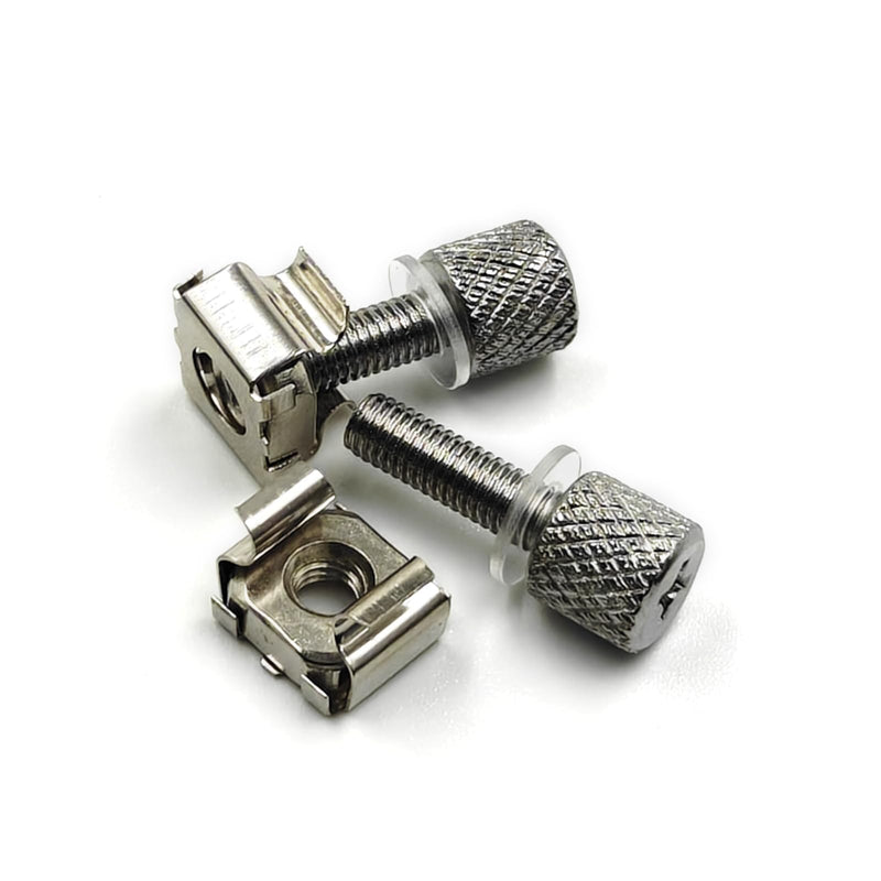 [Australia - AusPower] - 25Pack Tool-Free Hand‑Twist Rack Screws & 19" Square-Hole Cage Nuts Combo - No-Tool Server Rack Mount Hardware with Soft Washers, Carbon Steel for Server/A/V Cabinets,Network Racks (12/24) #12-24 