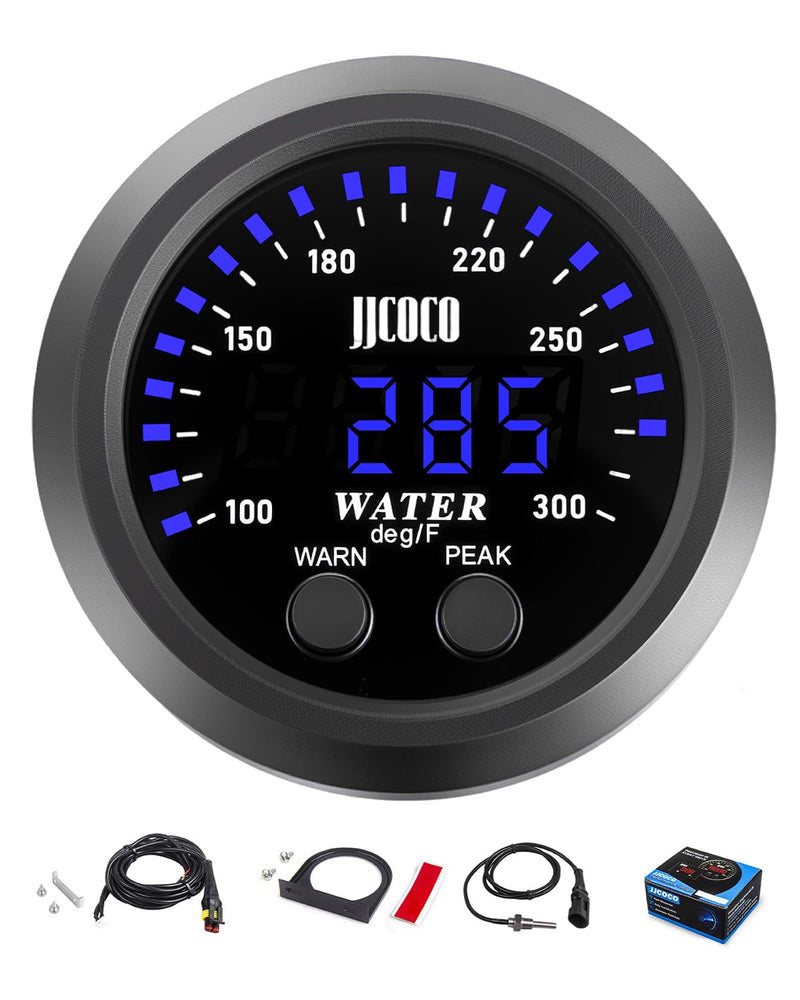 [Australia - AusPower] - Water Temperature Gauge with 1/8NPT Sensor & Bracket 300°F Digital LED Display Water Coolant Temperature Gauge for Cars Trucks Ships Vehicle Automotive Boat Marine 2”/52mm Blue 32-300°F (Fahrenheit Display) 