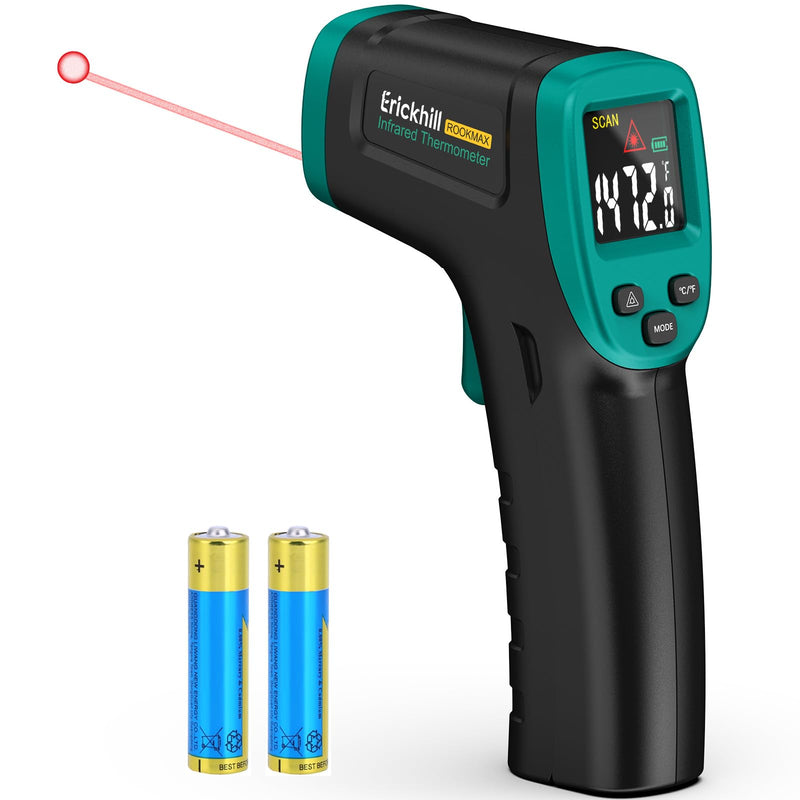 [Australia - AusPower] - ERICKHILL ROOKMAX Infrared Thermometer Gun, Non-Contact Laser, Adjustable Emissivity, Color LCD, -58°F to 1472°F (-50°C to 800°C), for HVAC, Cooking & BBQ, Automotive, Freezer - Dark Green 
