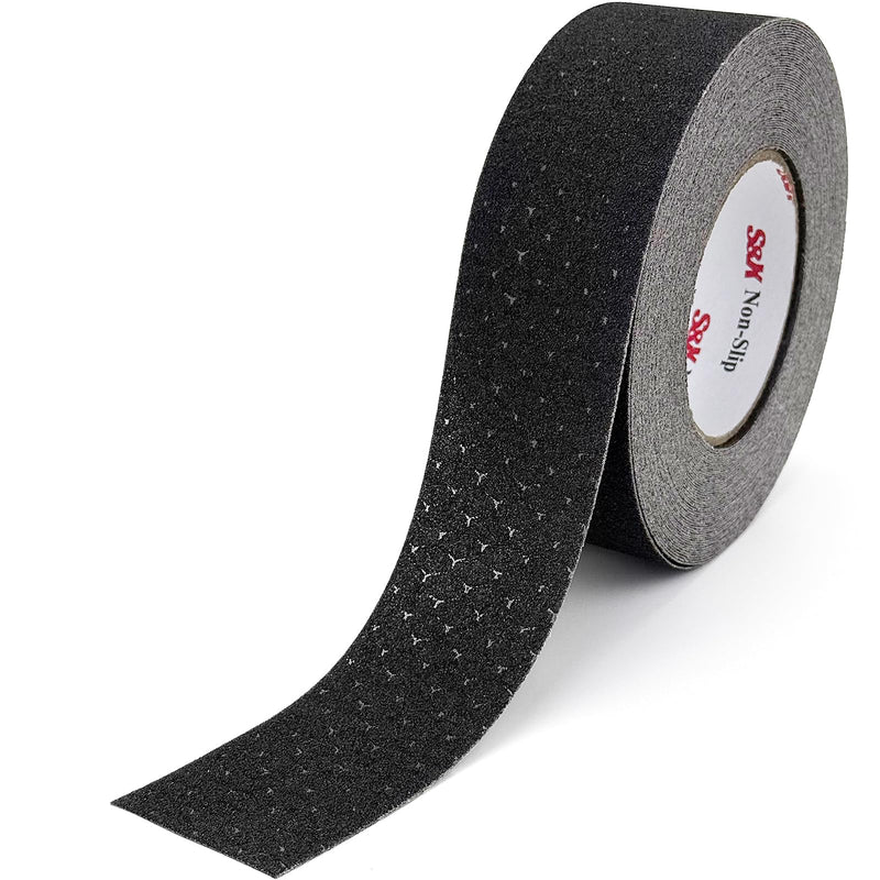 S&X Patterned Anti Slip Tape – 2 Inch x 60 Ft, Black Non Slip Grip Tape with Decorative Grit Surface for Stairs, Floors, and Ramps – Waterproof, Heavy Duty 2" x 60'
