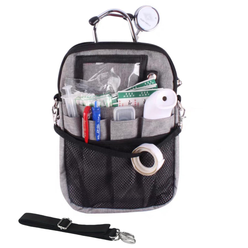 [Australia - AusPower] - Nursing Fanny Pack,Nurse Waist Bag,Medical Organizer Belt Adjustable Waist Strap/Multi Compartment Suitable for Stethoscopes,Bandage,Scissors and Other Supplies(Gray） Grey 