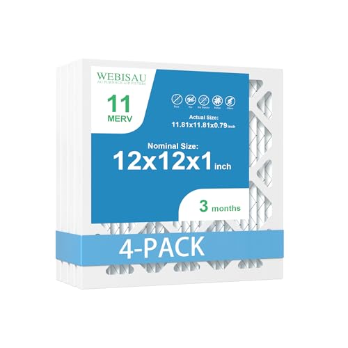 WEBISAU 12x12x1 MERV 11 furnace air filter 4-pack for HVAC systems