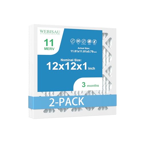 WEBISAU 12x12x1 MERV 11 furnace air filter 2-pack for HVAC systems