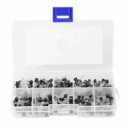 Watris Veiyi 200pcs 10 Value Transistor Set, NPN PNP TO-92 BC327-BC558 Transistors, Transistor Assortment, Transistors Box Pack