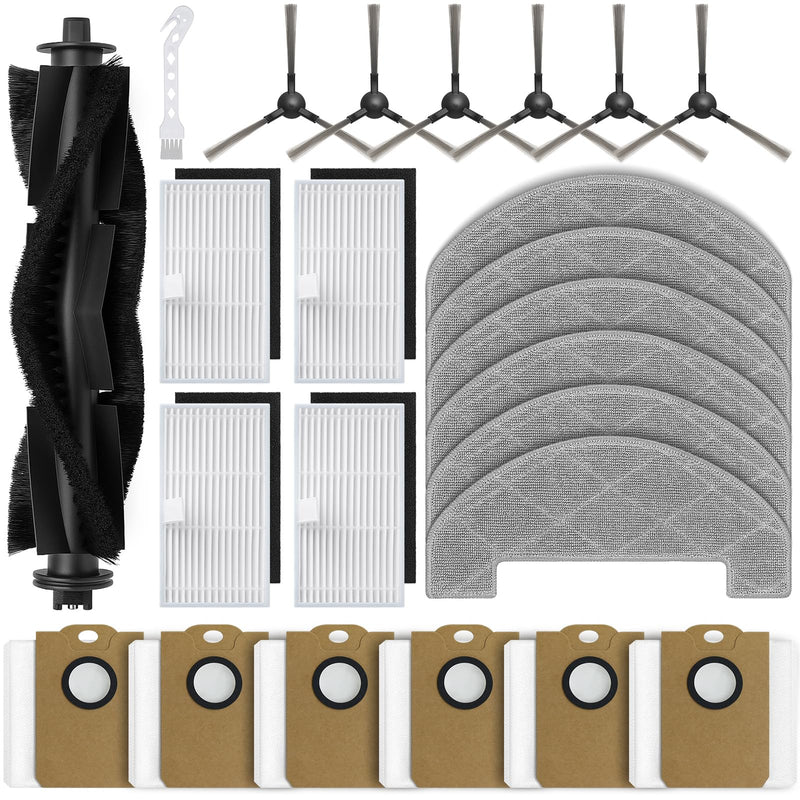 Bluevisk MS1 MAX Replacement Parts for For MONSGA MS1 MAX Robotic Vacuum Cleaner Parts with 1 Roller Brush, 4 HEAP, 6 Mop, 6 Dust Bags, 6 Side Brushes, 1 Clean Brush