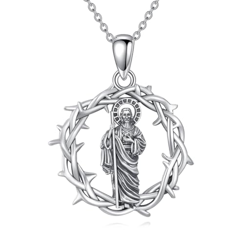 Crown Of Thorns Necklace 925 Sterling Silver Thorn Pendant Christian Jewelry Gift for Women Men Saint Jude