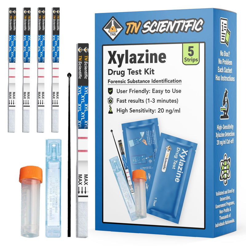 [Australia - AusPower] - Xylazine Drug Test Strips Kit - [Choose Your Quantity] - Powder, Liquid, & Urinalysis Forensic Testing (5) 5 