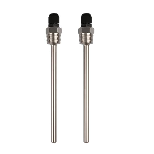 2x Immersion Sleeve 1/2 Inch Stainless Steel for Temperature Sensor and Temperature Sensor | Robust protective tube (8 x 150 mm), waterproof G1/2 connection, ideal for solar thermal, water tank or heating systems