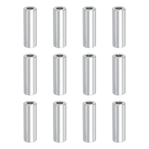 PATIKIL 12-piece aluminum spacers, black and silver round unthreaded standoff bushings for 1/4-inch bolts