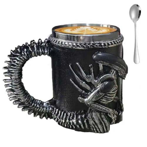 14 OZ Alien Xenomorph Mug with Spoon, Alien Mug Gift for Fans Black