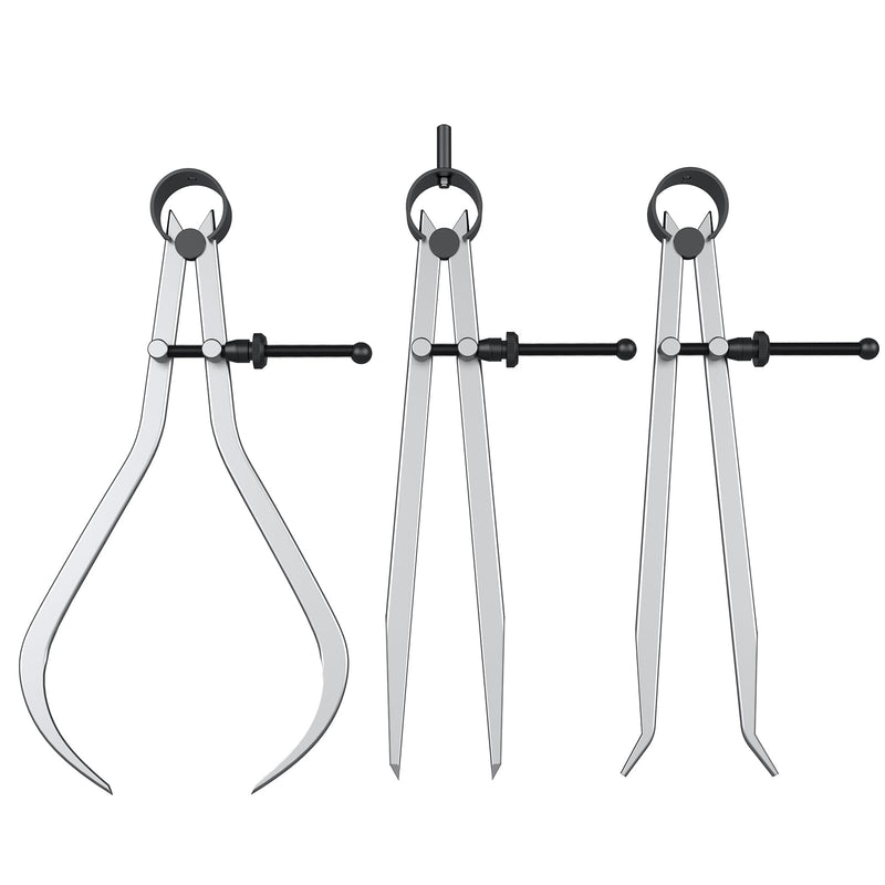 HDLNKAK 3 Pieces Spring Caliper/Divider Set, Carbon Steel Long Inside and Outside Divider Caliper 8-Inch, Adjustable Lockable Spring Wing Calipers for Wood Turning and Lathe Work