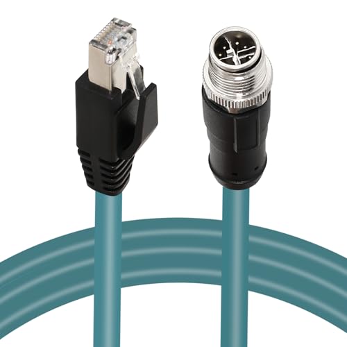 M12 X-Code 8 Pin Industrial Ethernet Cable, IP67 Waterproof Shielded Sensor Cable, Male to Female High-Flex Aviation Connector for Cognex Camera, PLC, Automation System Male X-8pin to Male RJ45 2m