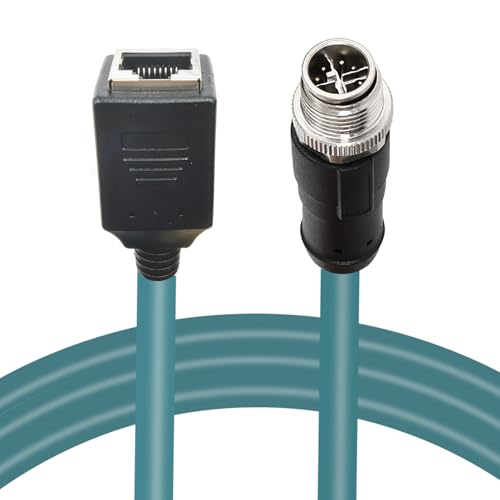 M12 X-Code 8 Pin Industrial Ethernet Cable, IP67 Waterproof Shielded Sensor Cable, Male to Female High-Flex Aviation Connector for Cognex Camera, PLC, Automation System Male X-8pin to Female RJ45 2m