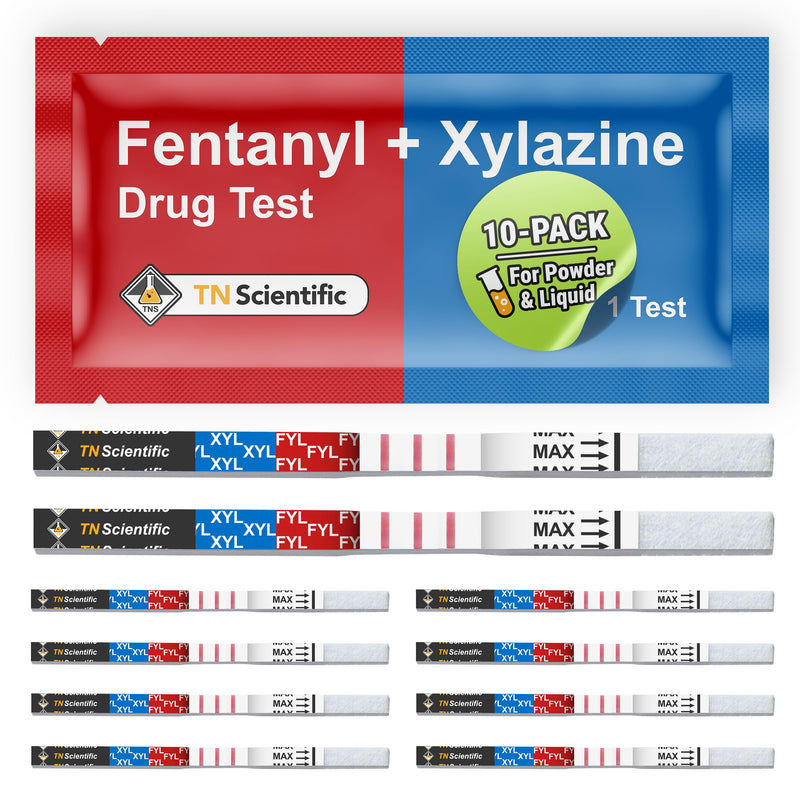 [Australia - AusPower] - Fentanyl & Xylazine Drug Test Strips - [Choose Your Quantity] - Powder, Liquid, & Urinalysis Forensic Testing (10) 10 