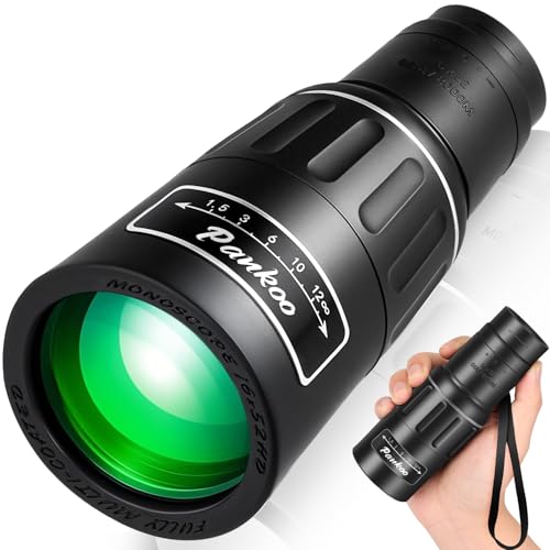 Pankoo 16X52 High Powered Monocular Telescope for Adults - Power Prism, Compact HD Scope, Perfect for Gifts, Hiking, Concert, Travelling & Bird Watching