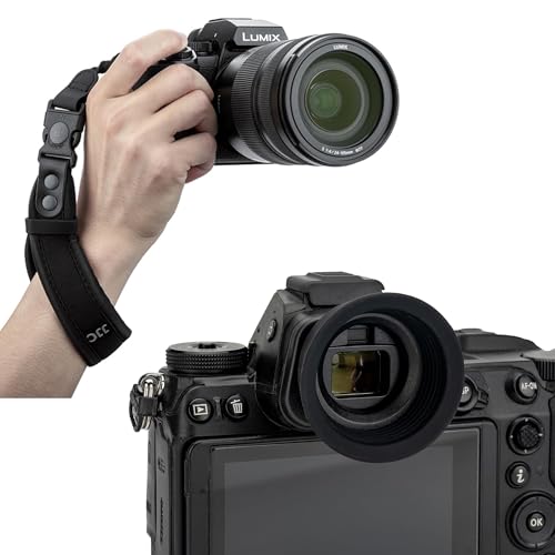 Extended Round DK-29 Eyecup + Camera Hand Wrist Strap: Extended Round Soft Silicon Eye Cup Z6III Z5II Z7II Z6II DK-29 Eyecup with Upgraded Quick Release Soft Neoprene Camera Hand Wrist Grip Strap