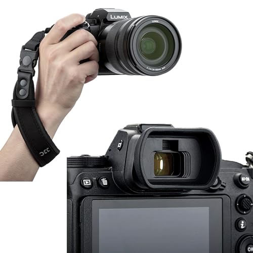 DK-29 Eye Cup + Upgraded Hand Strap: Soft Silicon Camera EVF Viewfinder Eyecup Eyepiece for Nikon Z6III Z5II Z6II Z7II Z6 Z7 Z5 with Upgraded Quick Release Soft Neoprene Camera Hand Wrist Grip Strap