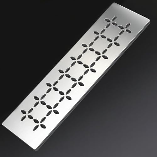 Floral Design Brushed Stainless Steel Shower Shelf for 12" Prefab Niches - Tool-Free Drop-in, Fits Standard 1/8 Inch Grout Lines (Matte Silver) 1 PACK