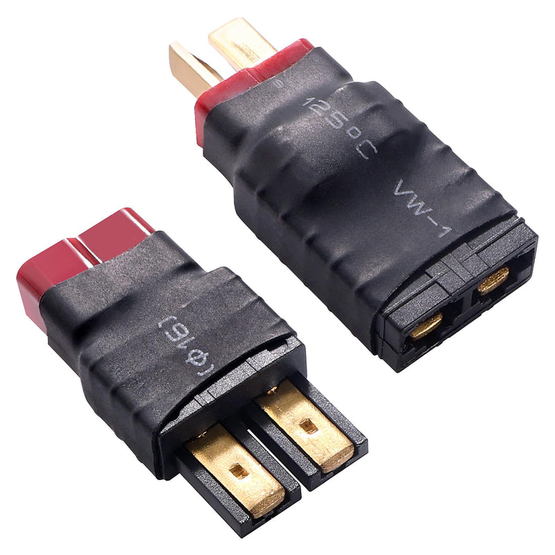 2 pieces connector T-plug to compatible with TRX, compatible with Traxxas male / female to male / female T adapter, for RC LiPo battery Compatible With Traxxas to T-plug