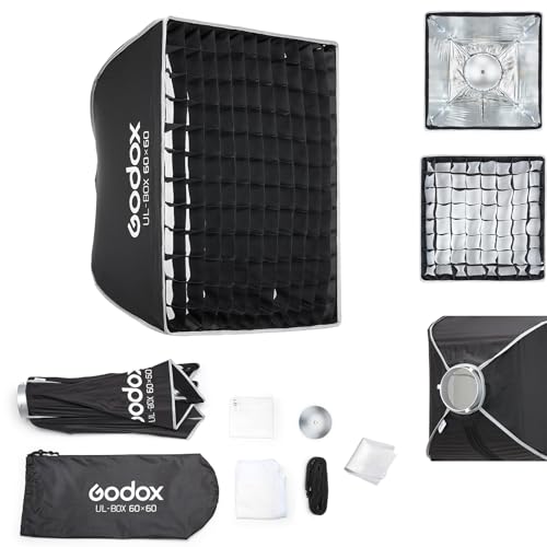 Godox UL-60x60 Square Softbox with Bowens Mount, Quick Release Design Square 60x60cm (23.6"x23.6")