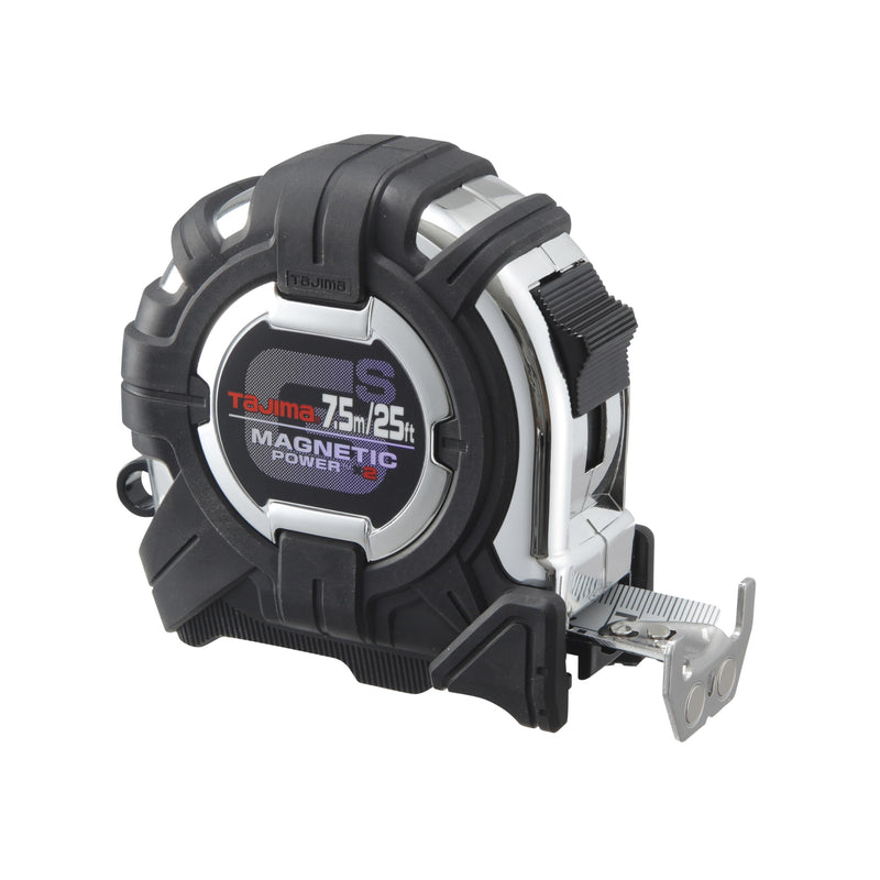 TAJIMA Tape Measure - 25ft/7.5m x 1in GS-Lock Measuring Tape with Dual Magnetic Power & Compatible Clip - GS-SC25/7.5MBW 25 ft/7.5 m x 1 inch